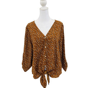 West Kei Taleen Blouse - Tie Front - Animal Print